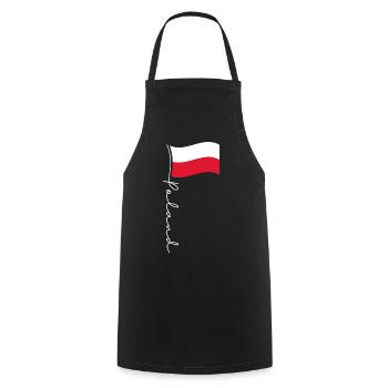 Handschriftlicher Akzent der polnischen Flagge - Kochschürze - Schwarz - Vorne - AI Model Male 185 dark (185cm)