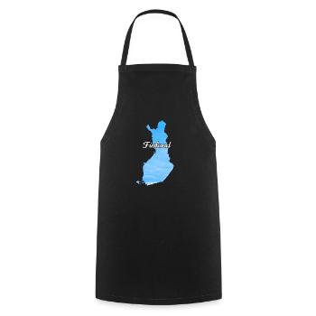 La carte de la Finlande Finlande, couleur bleue - Tablier de cuisine - noir - Devant - AI Model Male 185 dark (185cm)