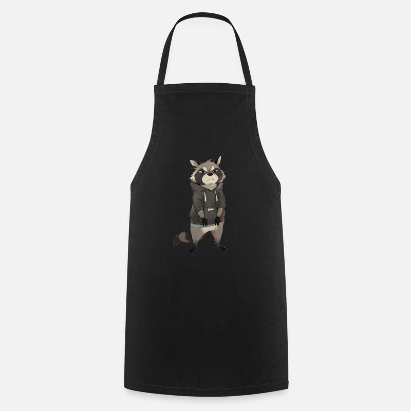 Raccoon with sweatshirt - Cooking Apron - black