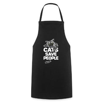 Cats Save People - Kochschürze - Schwarz - Vorne - AI Model Male 185 dark (185cm)