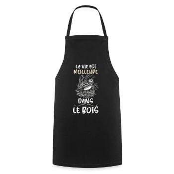 La Bécasse Est Dans Le Bois Humour Chasseur - Tablier de cuisine - noir - Devant - AI Model Male 185 dark (185cm)