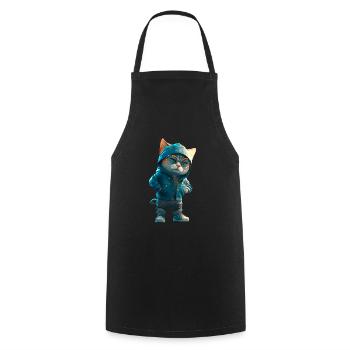 Hipster Katze Stylish Cat - Kochschürze - Schwarz - Vorne - AI Model Male 185 dark (185cm)