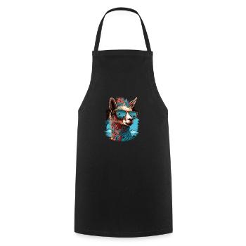 Lama mit Sonnenbrille, Alpaka Tierdesign Geschenk - Kochschürze - Schwarz - Vorne - AI Model Male 185 dark (185cm)