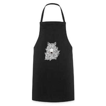 Wolf dog flowers - Cooking Apron - black - Front - AI Model Male 185 dark (185cm)