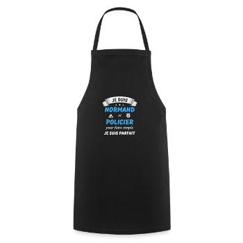 Je suis normand et policier je suis parfait - Tablier de cuisine - noir - Devant - AI Model Male 185 dark (185cm)