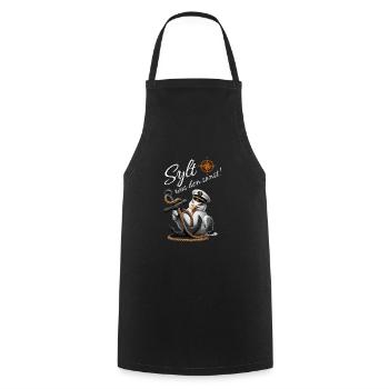 Sylt quoi d’autre ! mouette drôle avec ancre - Tablier de cuisine - noir - Devant - AI Model Male 185 dark (185cm)