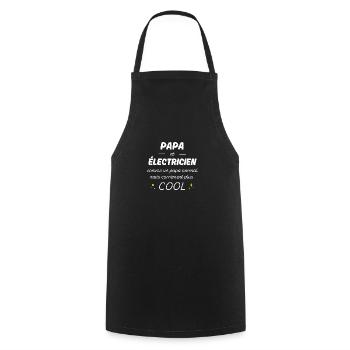 papa et électricien papa plus cool - Tablier de cuisine - noir - Devant - AI Model Male 185 dark (185cm)