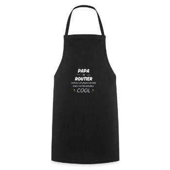 papa et routier papa plus cool - Tablier de cuisine - noir - Devant - AI Model Male 185 dark (185cm)