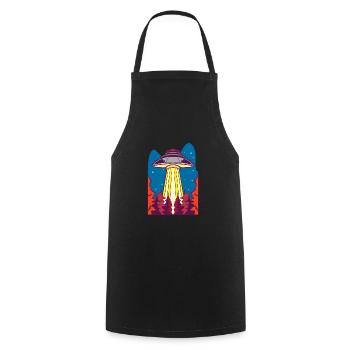 Alien | UFO | Spaceship | UAP | alien - Cooking Apron - black - Front - AI Model Male 185 dark (185cm)