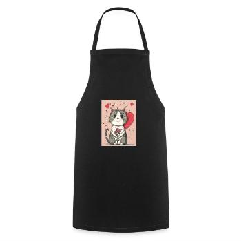 Cute Cat 2023 - Cooking Apron - black - Front - AI Model Male 185 dark (185cm)