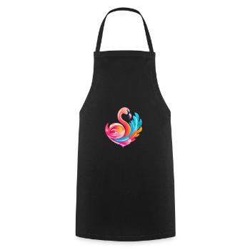 Rainbow flamingo with colorful waves - Cooking Apron - black - Front - AI Model Male 185 dark (185cm)