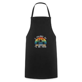 I paused my game to be here - Cooking Apron - black - Front - AI Model Male 185 dark (185cm)