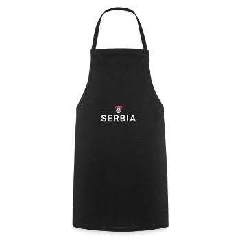 Serbien - Kochschürze - Schwarz - Vorne - AI Model Male 185 dark (185cm)