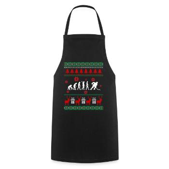 Hockey Christmas Gift Cadeau de Noël - Tablier de cuisine - noir - Devant - AI Model Male 185 dark (185cm)