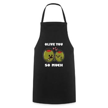 Oliven Geschenk - Kochschürze - Schwarz - Vorne - AI Model Male 185 dark (185cm)