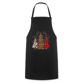Merry Christmas Buffalo Plaid Trees/ Cheetah Xmas - Cooking Apron - black - Front - AI Model Male 185 dark (185cm)
