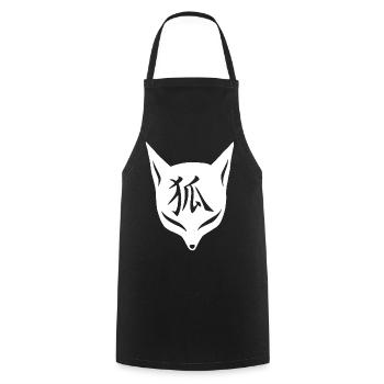 Weißer Manga Fuchs - Kochschürze - Schwarz - Vorne - AI Model Male 185 dark (185cm)
