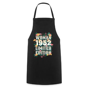 Birthday Woman born in 1952 Woman 70 years - Cooking Apron - black - Front - AI Model Male 185 dark (185cm)