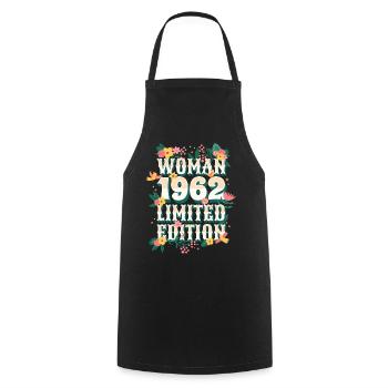 Birthday Woman born in 1962 Woman 60 years - Cooking Apron - black - Front - AI Model Male 185 dark (185cm)