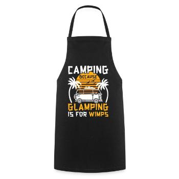 Humour Camping Glamping Vacances - Tablier de cuisine - noir - Devant - AI Model Male 185 dark (185cm)