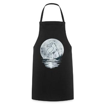 Oiseau corbeau sur la croix - Tablier de cuisine - noir - Devant - AI Model Male 185 dark (185cm)