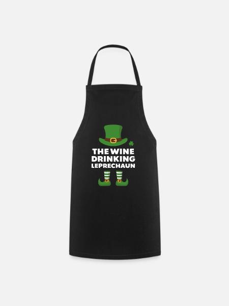 Der Wein trinkende Kobold - Kochschürze - Schwarz