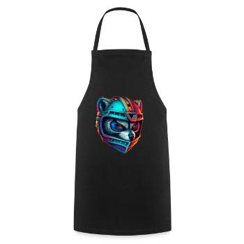 Panda cyborg casque néon - Tablier de cuisine - noir - Devant - AI Model Male 185 dark (185cm)