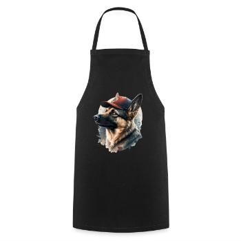 Berger allemand pompier - Tablier de cuisine - noir - Devant - AI Model Male 185 dark (185cm)
