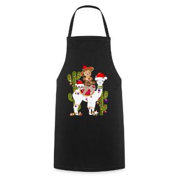 Christmas in Mexico Alpaca, Sloth and Bear - Cooking Apron - black - Front - AI Model Male 185 dark (185cm)