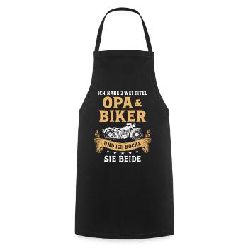 Biker Opa Motorradfahrer Motorrad - Kochschürze - Schwarz - Vorne - AI Model Male 185 dark (185cm)