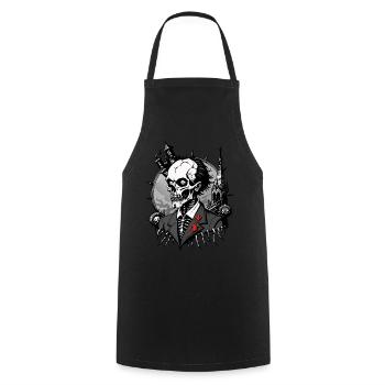 Undertaker Skull // Totengräber Totenkopf FS0016 - Kochschürze - Schwarz - Vorne - AI Model Male 185 dark (185cm)