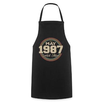 Mai 1987 Vintage Nées En Mai 1987 Anniversaire - Tablier de cuisine - noir - Devant - AI Model Male 185 dark (185cm)