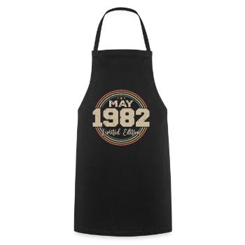 Mai 1982 Vintage Nées En Mai 1982 Anniversaire - Tablier de cuisine - noir - Devant - AI Model Male 185 dark (185cm)