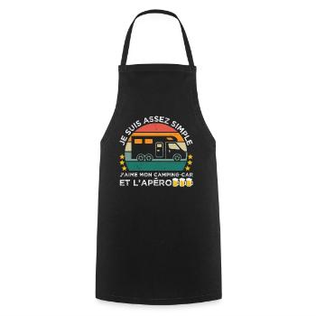 J' aime mon camping-car et l' apéro humour camping - Tablier de cuisine - noir - Devant - AI Model Male 185 dark (185cm)