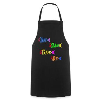 Soleil d’été Plage Poisson - Tablier de cuisine - noir - Devant - AI Model Male 185 dark (185cm)