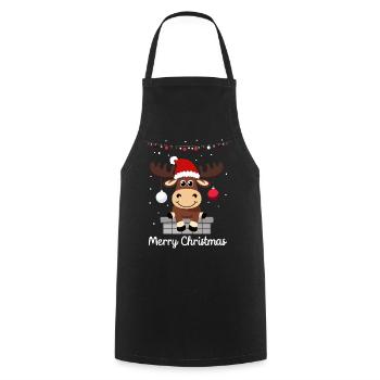 Sweet Christmas Moose - Cooking Apron - black - Front - AI Model Male 185 dark (185cm)