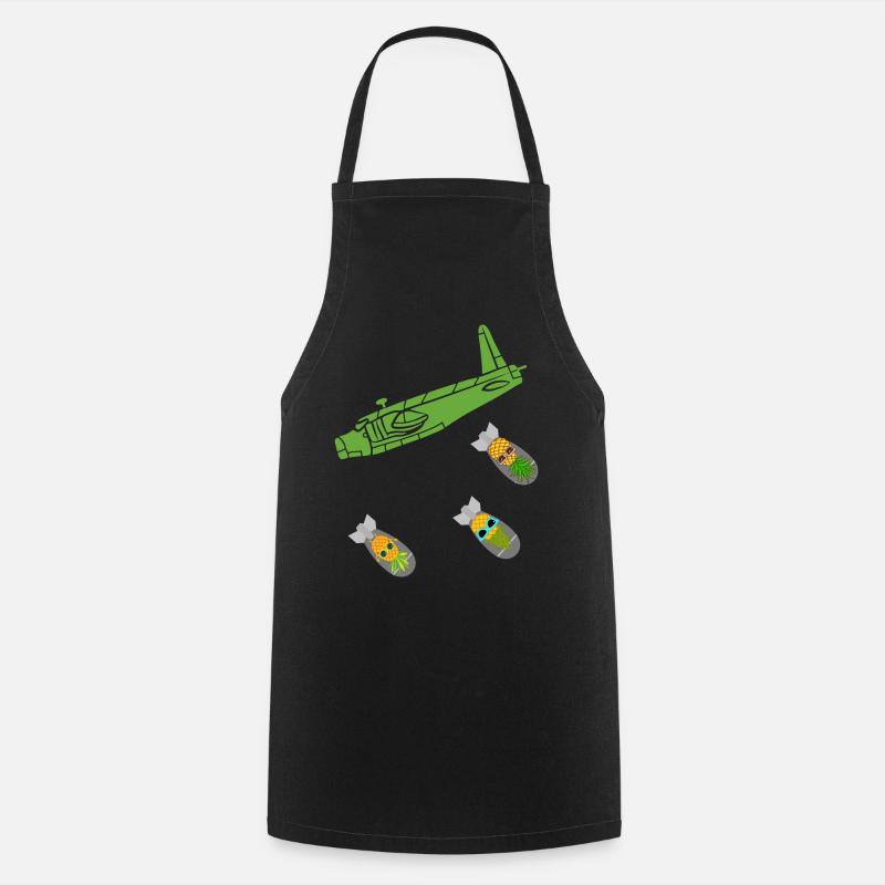 Green Pineapple Bomb Plane - Cooking Apron - black