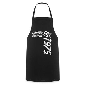 Limited Edition Est. 1975 - Cooking Apron - black - Front - AI Model Male 185 dark (185cm)