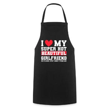 J’aime ma copine Couple Idée cadeau petit ami - Tablier de cuisine - noir - Devant - AI Model Male 185 dark (185cm)