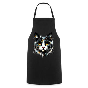 Katze - Kochschürze - Schwarz - Vorne - AI Model Male 185 dark (185cm)