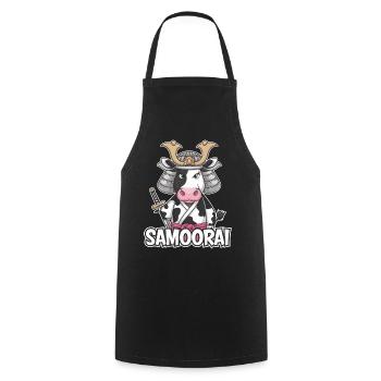 Samoorai: Die Kriegerkuh - Kochschürze - Schwarz - Vorne - AI Model Male 185 dark (185cm)