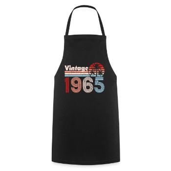 Millésime 1965 Palmiers Rétro Anniversaire - Tablier de cuisine - noir - Devant - AI Model Male 185 dark (185cm)