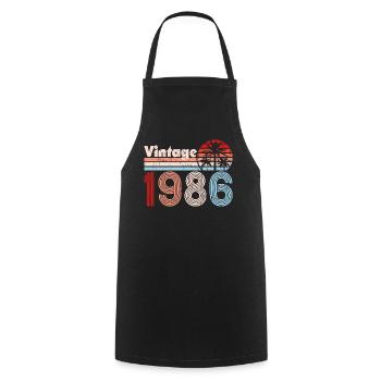 Millésime 1986 Palmiers Rétro Anniversaire - Tablier de cuisine - noir - Devant - AI Model Male 185 dark (185cm)