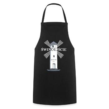 Świnoujście, Usedom Drawing Lighthouse, Poland - Cooking Apron - black - Front - AI Model Male 185 dark (185cm)