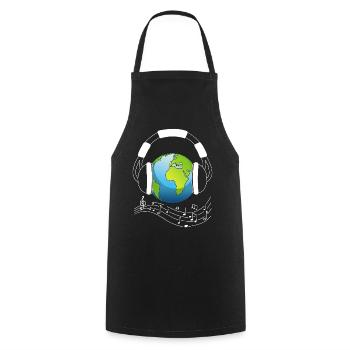 Planet Erde und Musik - Kochschürze - Schwarz - Vorne - AI Model Male 185 dark (185cm)