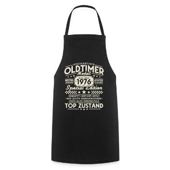 Oldtimer 1976 Jahrgang Vintage Retro Geburtstag - Kochschürze - Schwarz - Vorne - AI Model Male 185 dark (185cm)