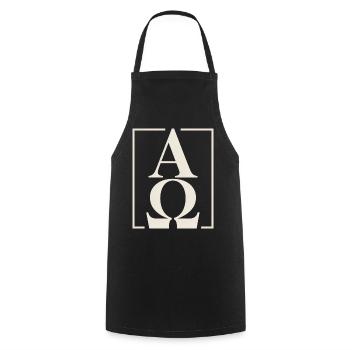 Christian Alpha Omega Symbol Faith Hope - Cooking Apron - black - Front - AI Model Male 185 dark (185cm)