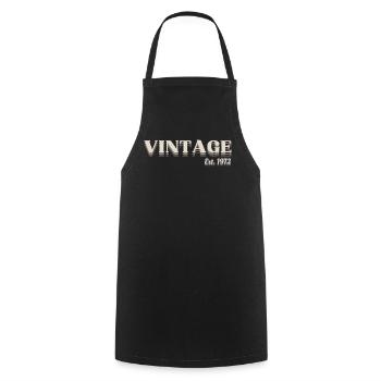 Vintage 1972 Rétro - Tablier de cuisine - noir - Devant - AI Model Male 185 dark (185cm)