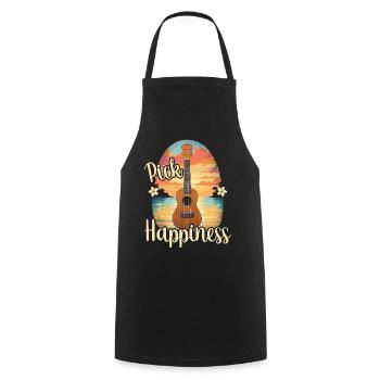 Pick Happiness! Ukulele Sunset - Kochschürze - Schwarz - Vorne - AI Model Male 185 dark (185cm)