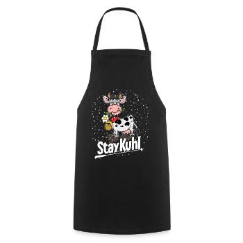 Stay cow! Winter cow with flower - Cooking Apron - black - Front - AI Model Male 185 dark (185cm)